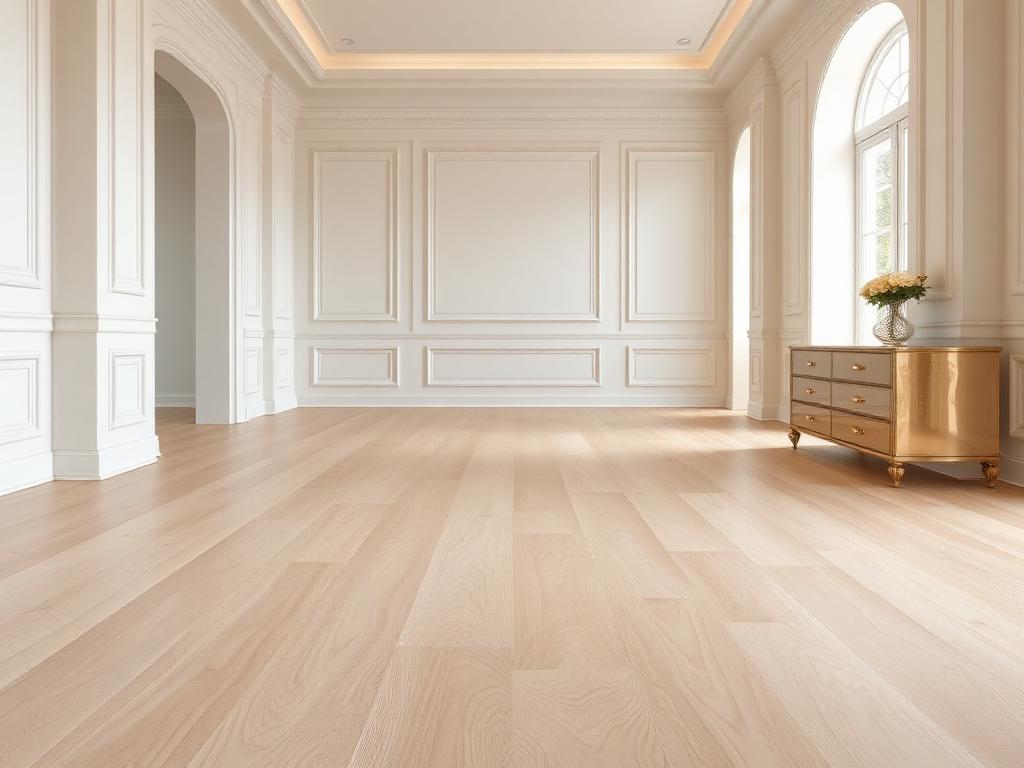 Light natural maple hardwood flooring with creamy tones in an elegant room
