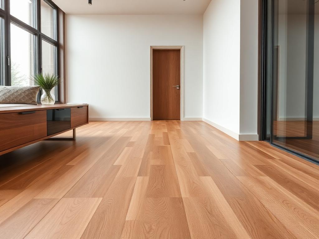Medium golden-brown engineered wood flooring with smooth matte finish