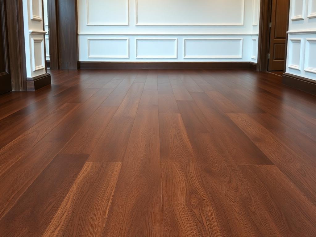 Dark engineered walnut wood flooring with deep chocolate-brown tones
