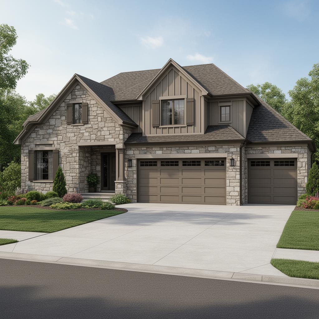 Seamlessly integrated attached garage on a large upscale home